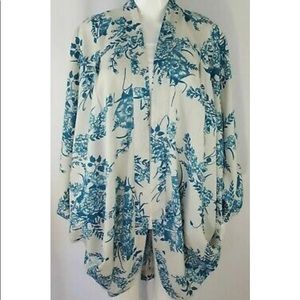 ELLIS & DEWEY Kimono Blue Floral Lagenlook Flowy